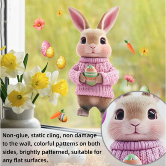 Pink Paashaas Raamsticker