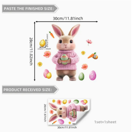 Pink Paashaas Raamsticker