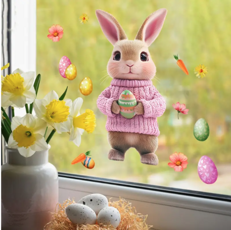 Pink Paashaas Raamsticker