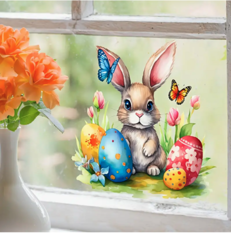 Paashaas en Ei Muursticker