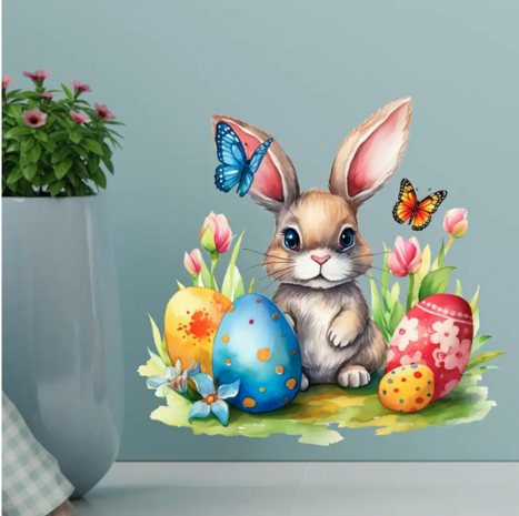 Paashaas en Ei Muursticker
