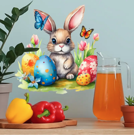 Paashaas en Ei Muursticker