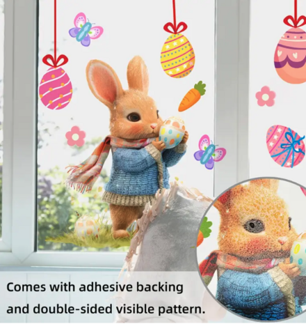 Paashaas met Sjaal Raamsticker