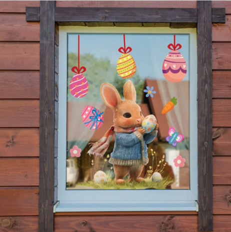 Paashaas met Sjaal Raamsticker