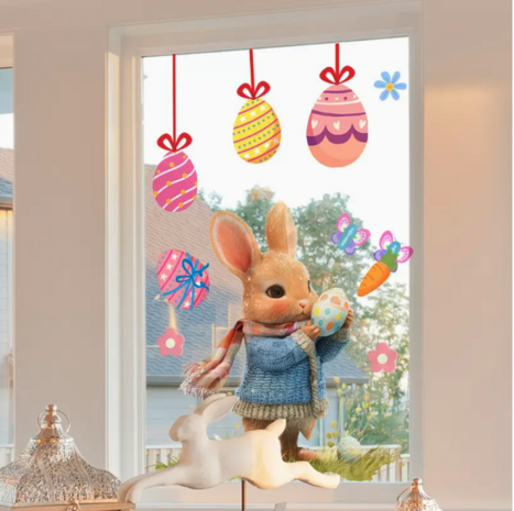 Paashaas met Sjaal Raamsticker