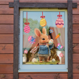 Paashaas met Sjaal Raamsticker